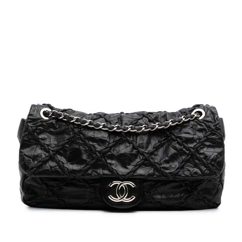 Chanel Jumbo Quilted Calfskin Ultra Stitch Flap Black Leather Good condition - Front View