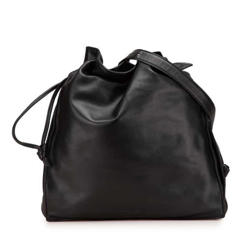 Loewe Nappa Flamenco Drawstring Crossbody Black Leather Good condition - Front View