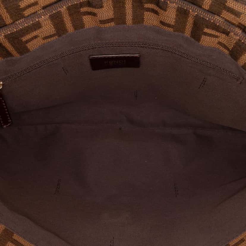 Fendi Large Zucca Canvas Mia Flap Shoulder Bag Brown Good condition - Model View