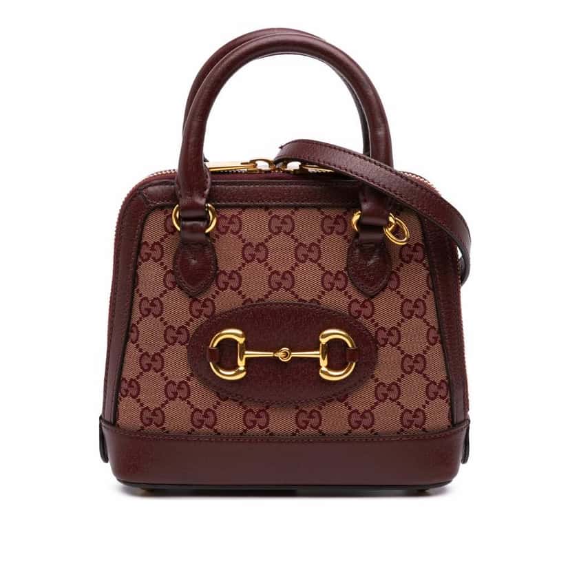 Gucci Mini GG Supreme Horsebit 1955 Top Handle Bag Brown Good condition - Front View
