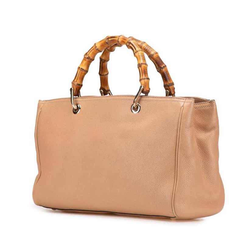 Gucci Medium Calfskin Bamboo Shopper Satchel Brown Leather Very good condition - Back View