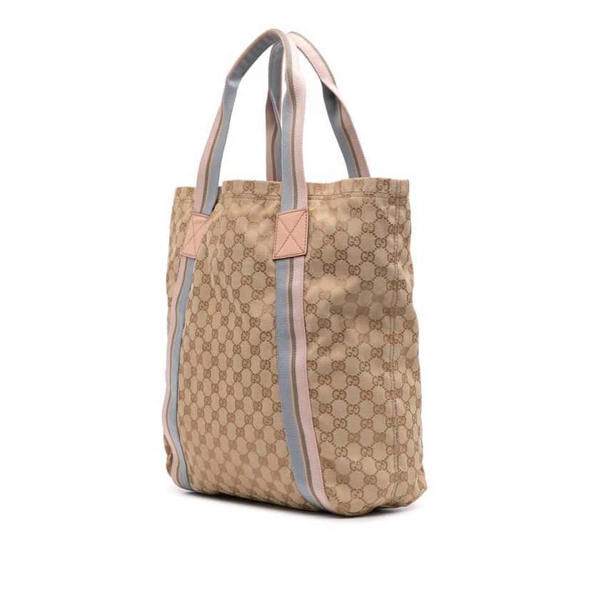 Gucci GG Canvas Web Tote Brown Good condition - Back View