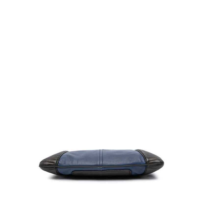 Miu Miu Matelasse Nappa Biker Clutch Blue Leather Good condition - Inside View