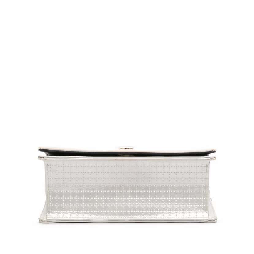 Dior Small Metallic Patent Microcannage Diorama Flap Silver Leather Good condition - Inside View