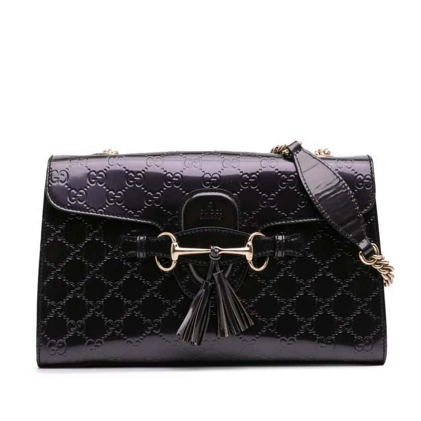 Gucci Medium Patent Guccissima Emily Shoulder Bag Purple Leather Good condition - Front View