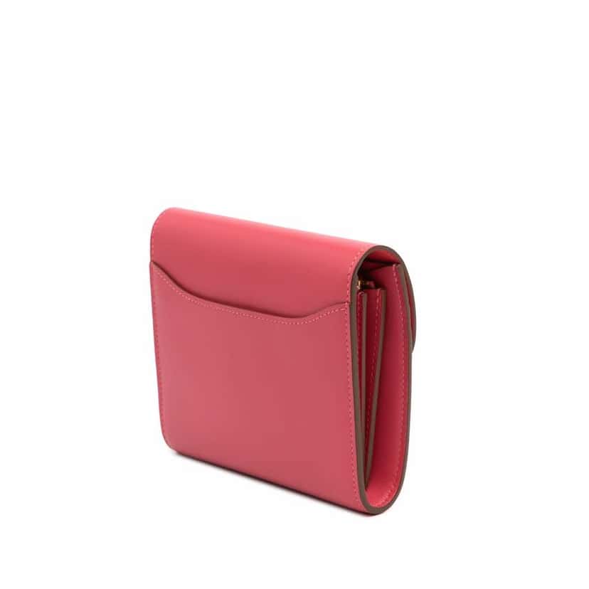 Hermès Tadelakt Constance Compact Wallet Pink Leather Good condition - Back View