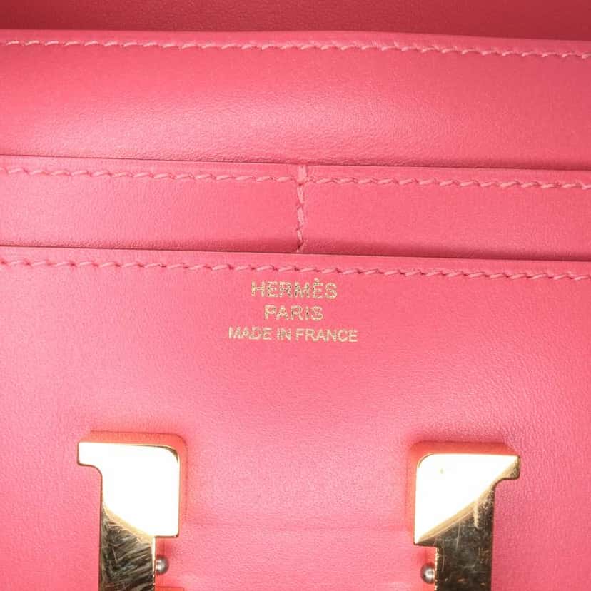 Hermès Tadelakt Constance Compact Wallet Pink Leather Good condition - Box View