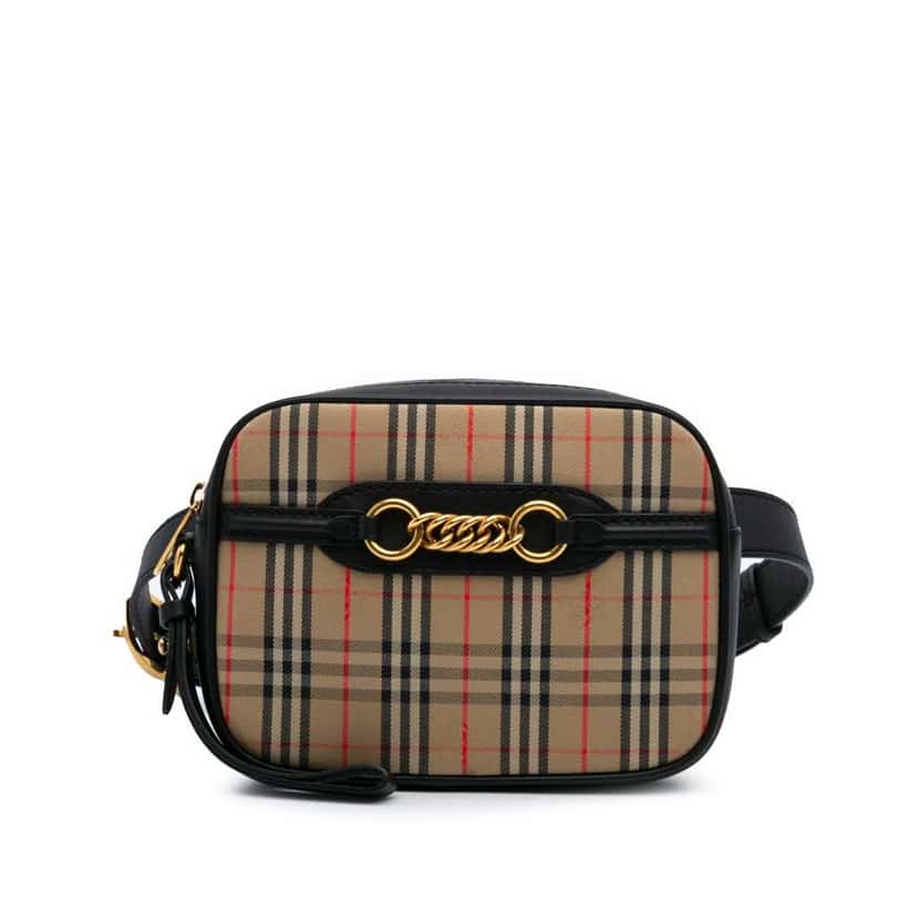 Burberry Haymarket Check Canvas 1983 Link Belt Bag Brown Good condition - Front View