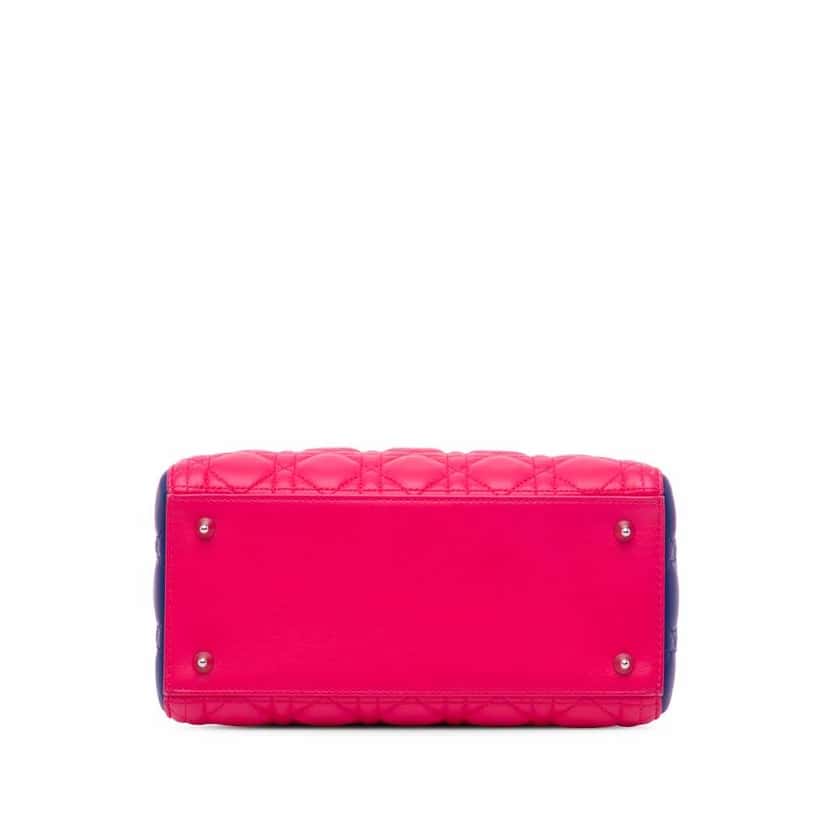 Dior Medium Tricolor Lambskin Cannage Lady Dior Pink Leather Good condition - Inside View