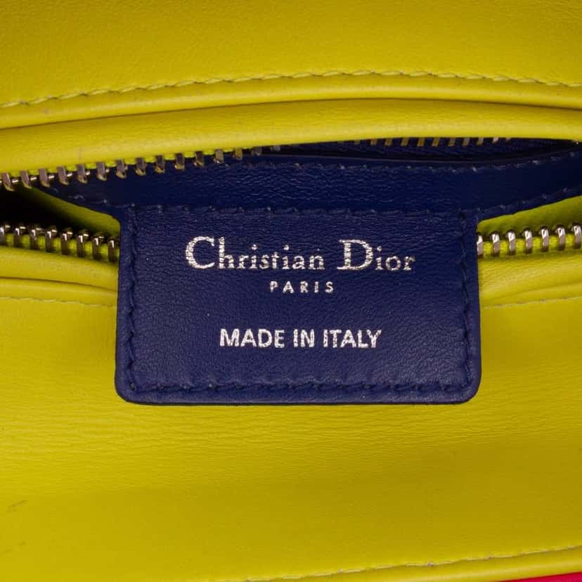 Dior Medium Tricolor Lambskin Cannage Lady Dior Pink Leather Good condition - Box View