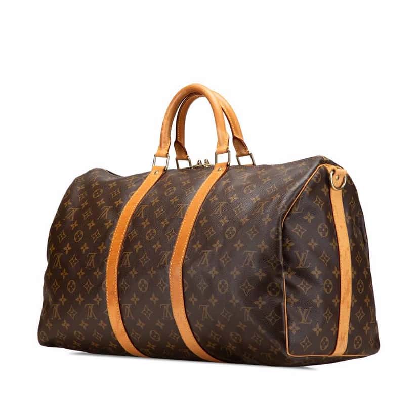 Louis Vuitton Monogram Keepall Bandouliere 50 Brown Canvas Good condition - Back View