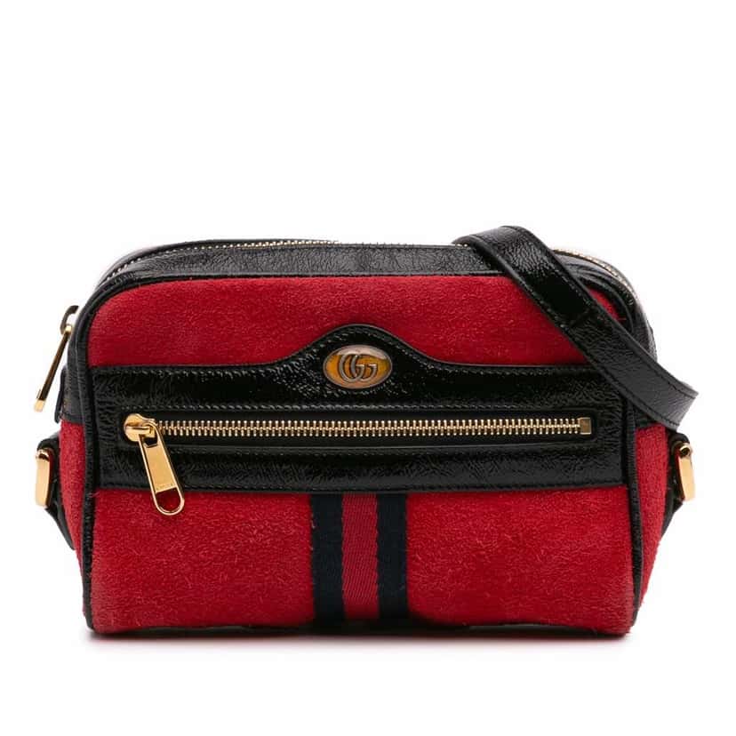 Gucci Mini Suede Ophidia Crossbody Red Leather Good condition - Front View