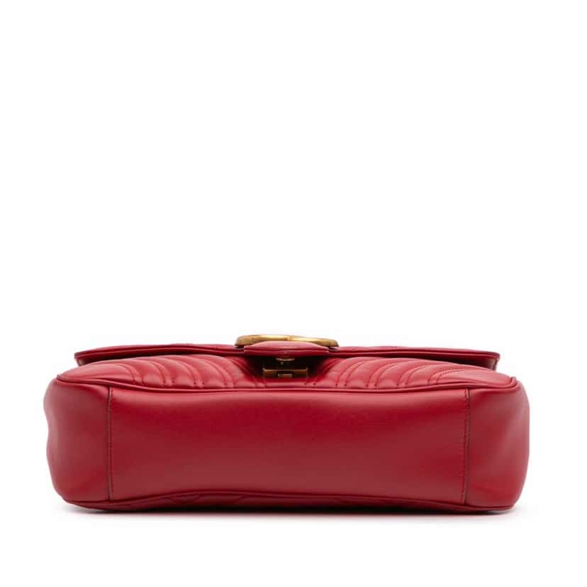 Gucci Small GG Marmont Matelasse Leather Flap Crossbody Red Leather Good condition - Inside View