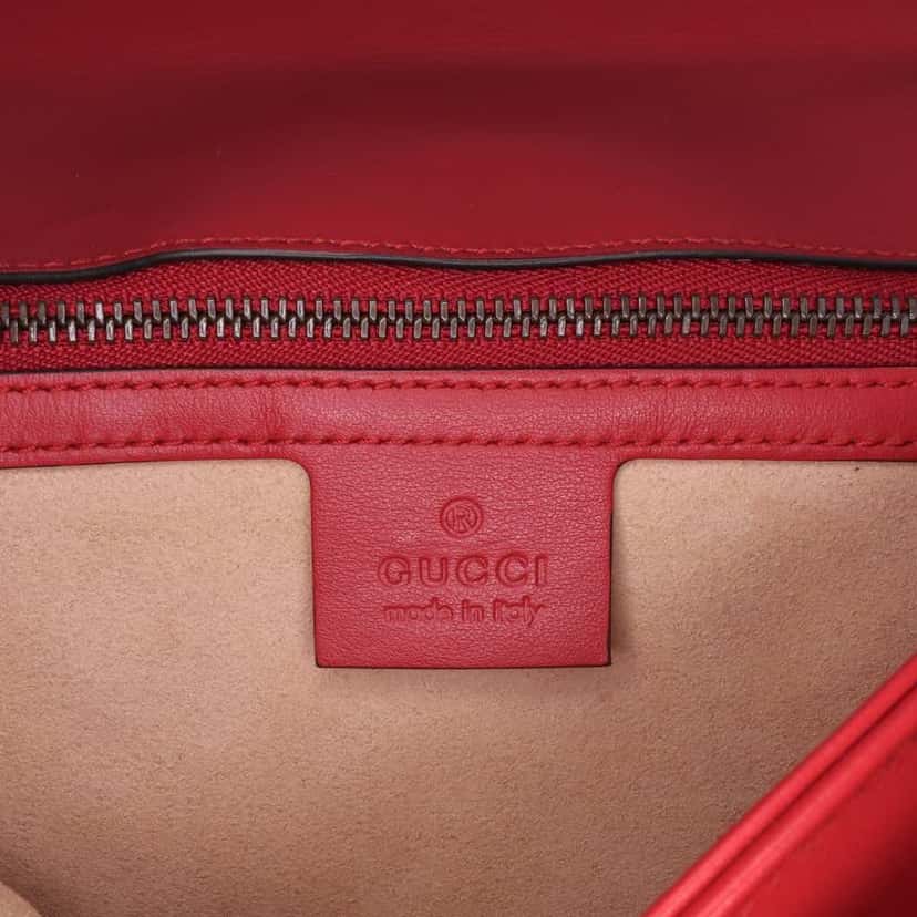 Gucci Small GG Marmont Matelasse Leather Flap Crossbody Red Leather Good condition - Box View