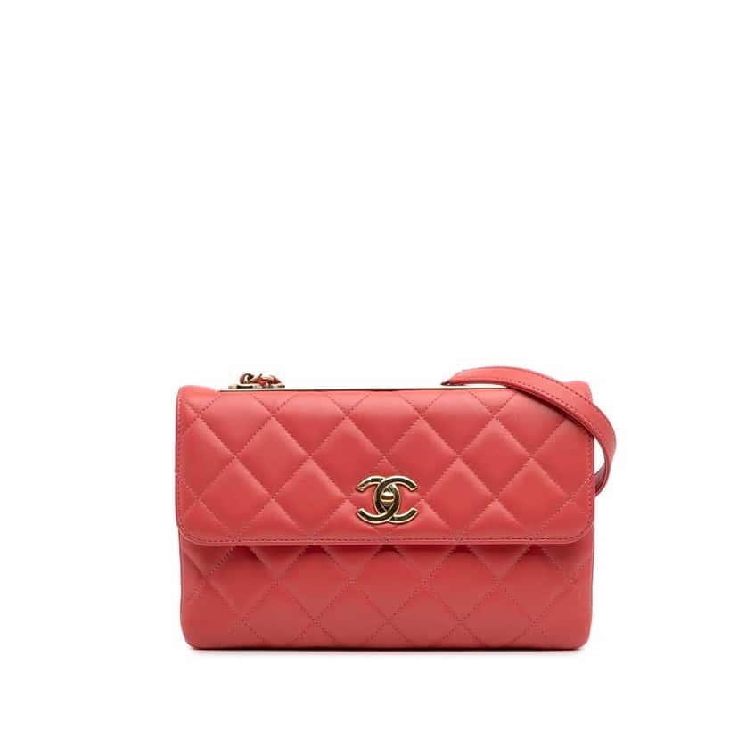 Chanel Quilted Lambskin Trendy CC Flap Pink Leather Good condition - Front View