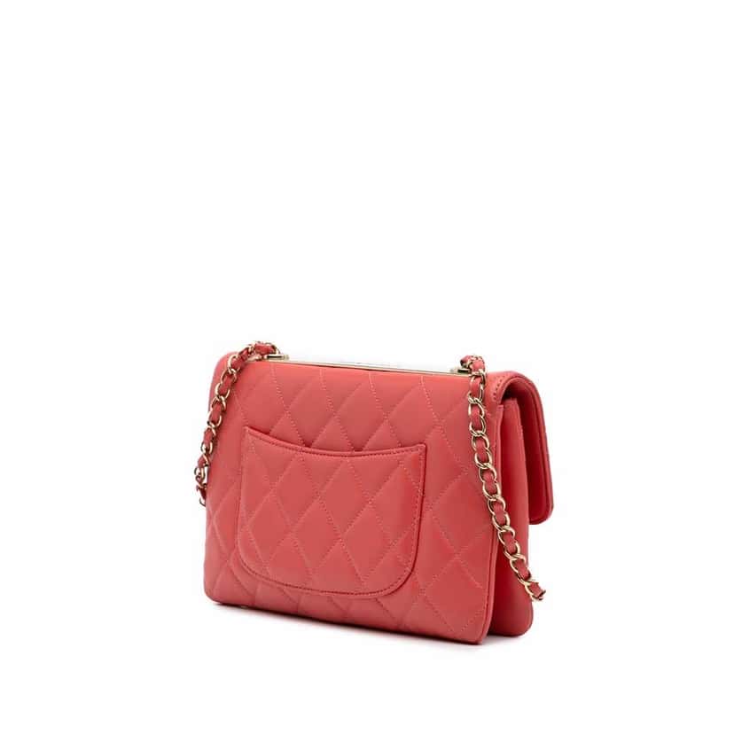 Chanel Quilted Lambskin Trendy CC Flap Pink Leather Good condition - Back View