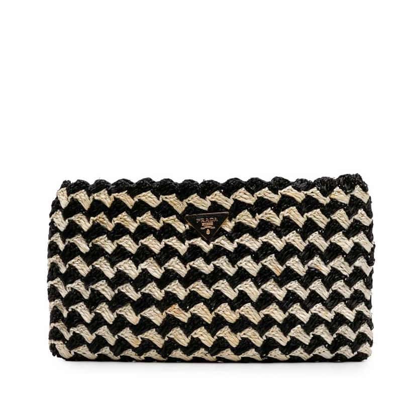 Prada Raffia Clutch Black Good condition - Front View