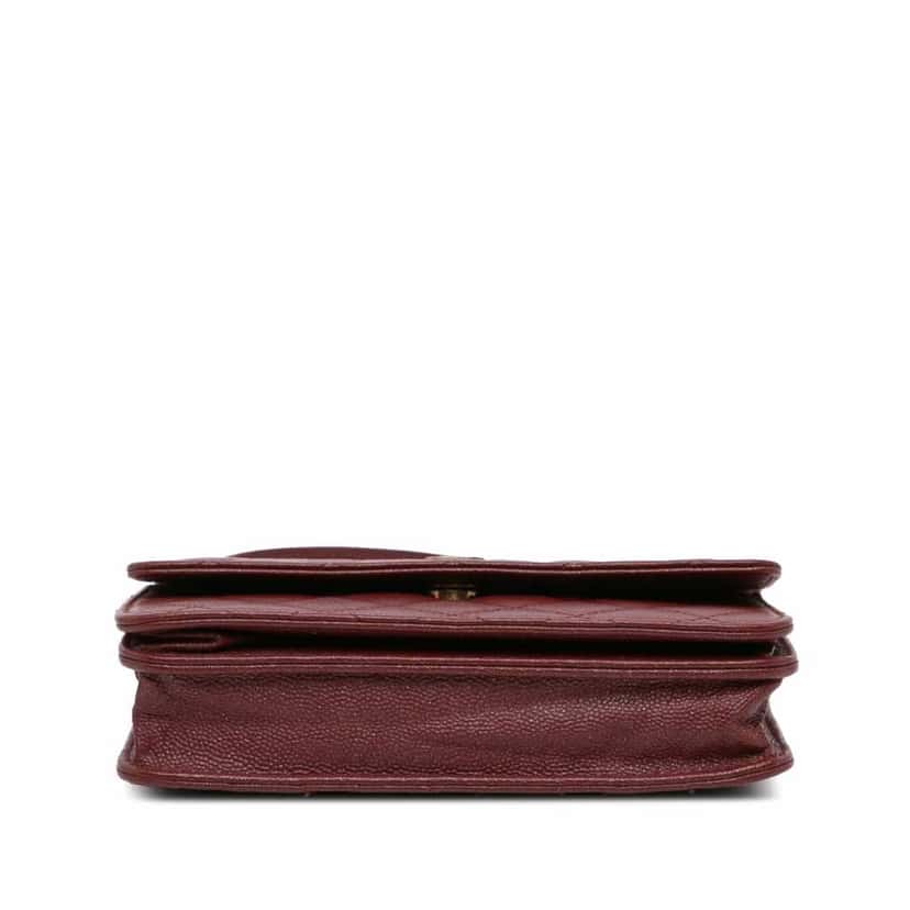 Chanel Quilted Caviar Square Wallet on Chain Red Leather Good condition - Inside View