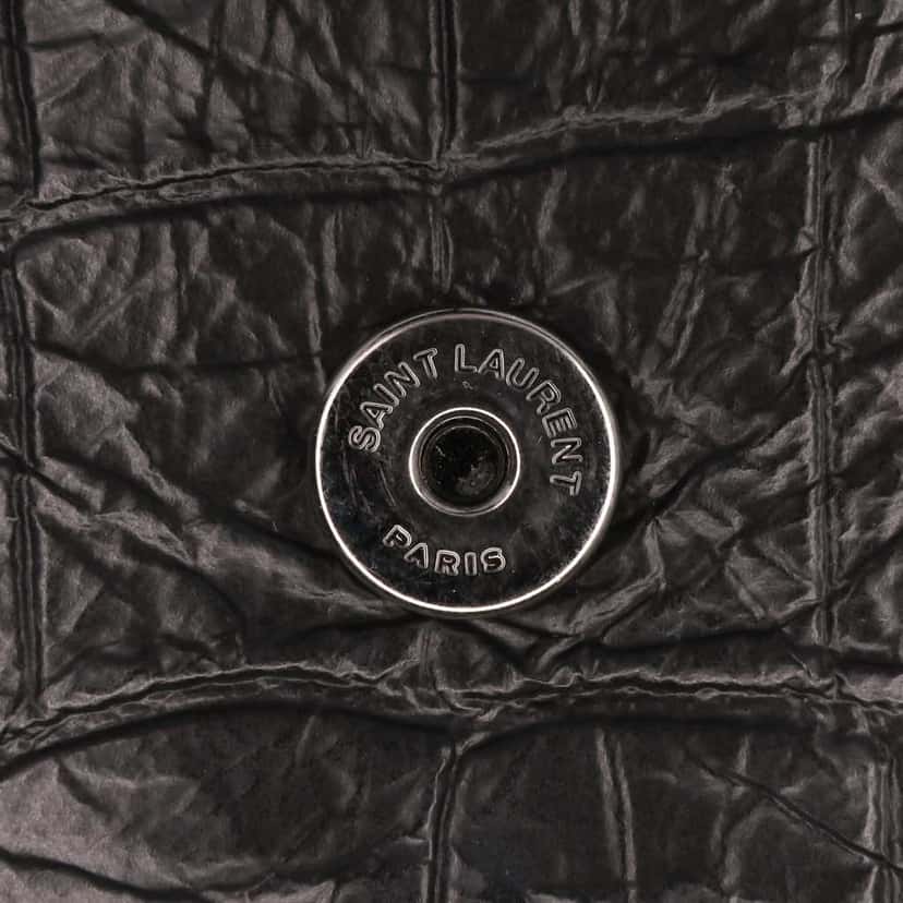 Saint Laurent Baby Crocodile Embossed Leather Monogram Niki Shoulder Bag Black Leather Good condition - Box View