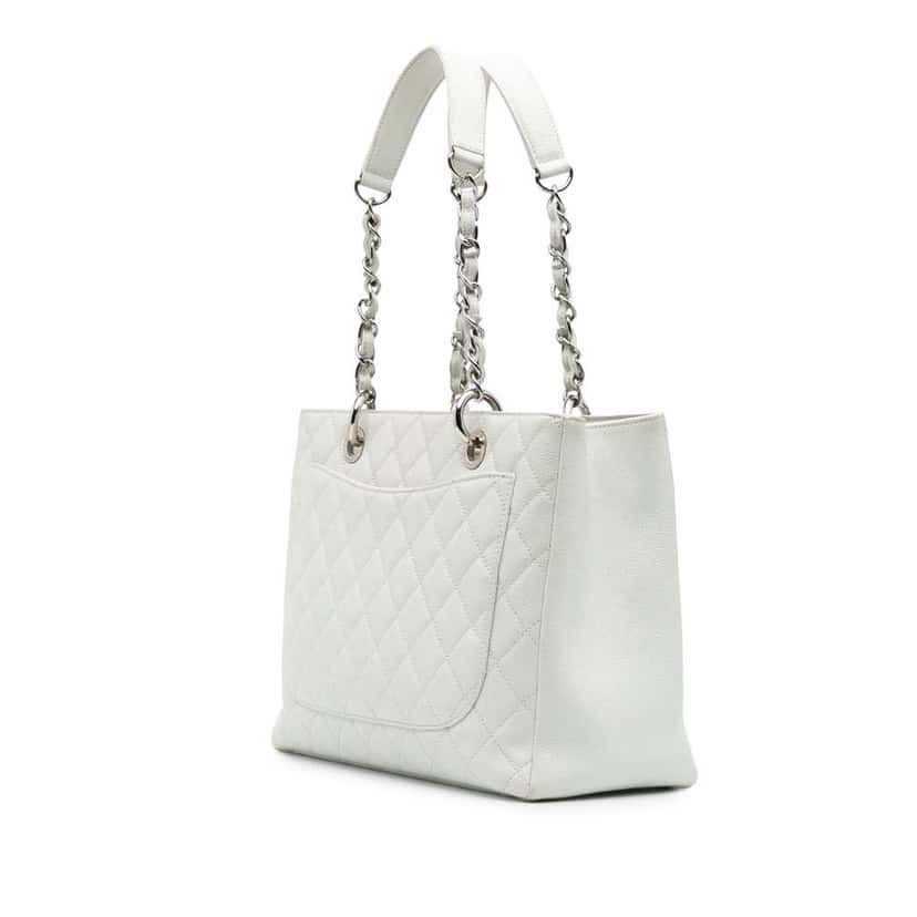 Chanel Caviar Grand Shopping Tote White Leather Good condition - Back View
