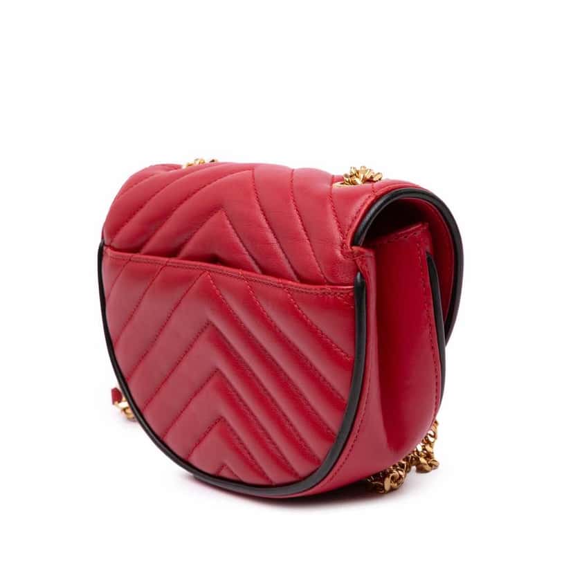 Saint Laurent Small Leather Monogram Bubble Chain Shoulder Bag Red Leather Good condition - Back View
