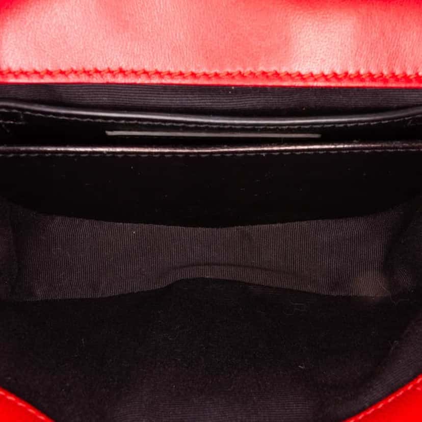 Saint Laurent Small Leather Monogram Bubble Chain Shoulder Bag Red Leather Good condition - Model View