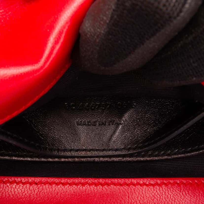 Saint Laurent Small Leather Monogram Bubble Chain Shoulder Bag Red Leather Good condition - Box View