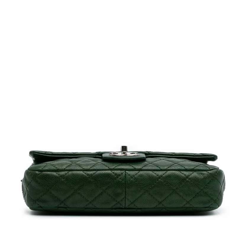 Chanel Medium Quilted Iridescent Caviar Easy Flap Green Leather Good condition - Inside View
