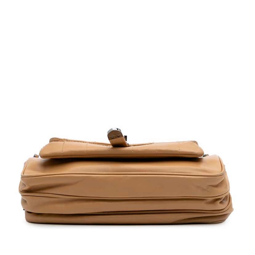 Chanel Quilted Lambskin Mademoiselle Lock Accordion Flap Brown Leather Good condition - Inside View