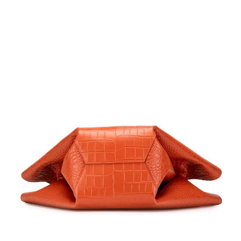 Bottega Veneta Crocodile Embossed Doll Top Handle Tote Orange Leather Good condition - Inside View