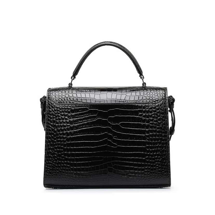 Saint Laurent Medium Crocodile Embossed Cassandra Top Handle Bag Black Leather Very good condition - Inside View