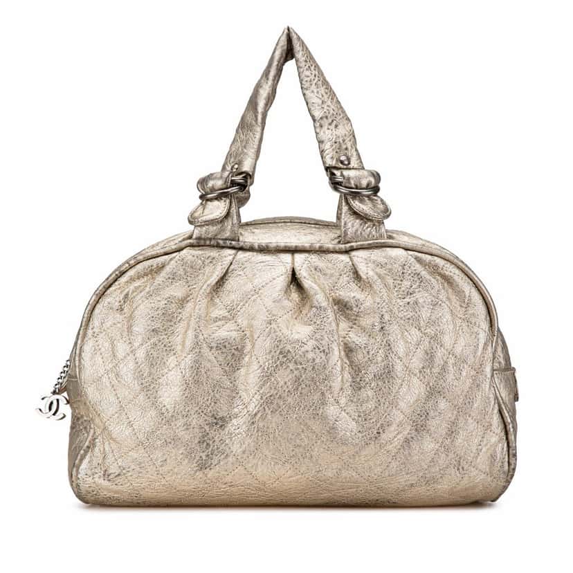 Chanel Metallic Calfskin Le Marais Duffle Bag Gold Leather Good condition - Front View