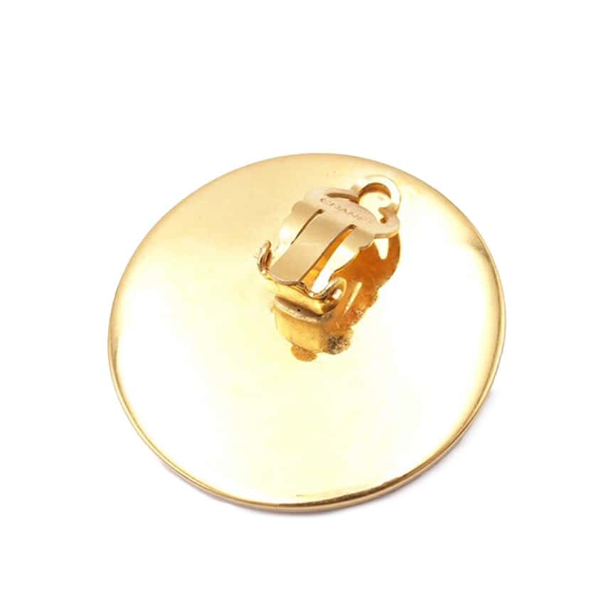 Chanel Gold Plated CC Button Clip On Earrings Gold Metal Good condition - Box View