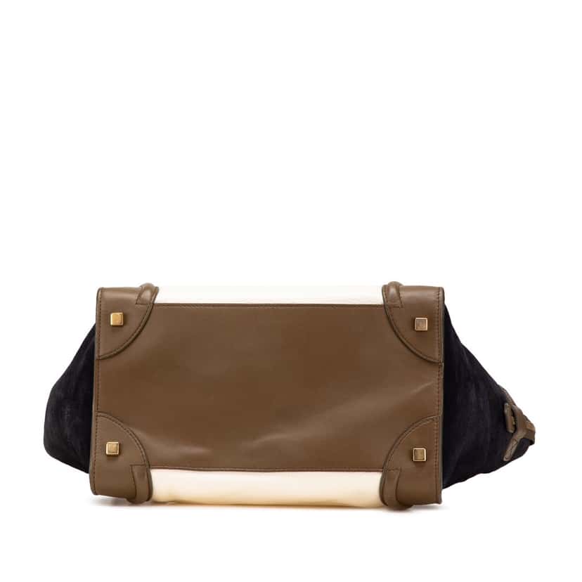 Celine Mini Tricolor Calfskin and Suede Luggage Tote White Leather Good condition - Inside View