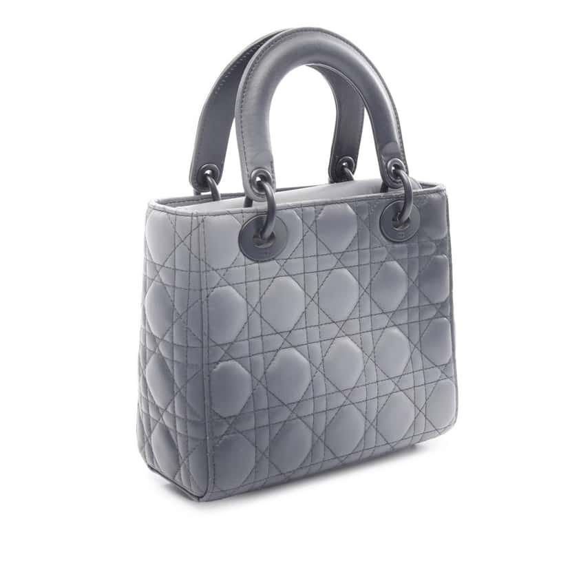 Dior Small Ombre Lambskin Cannage Lady Dior Grey Leather Good condition - Back View