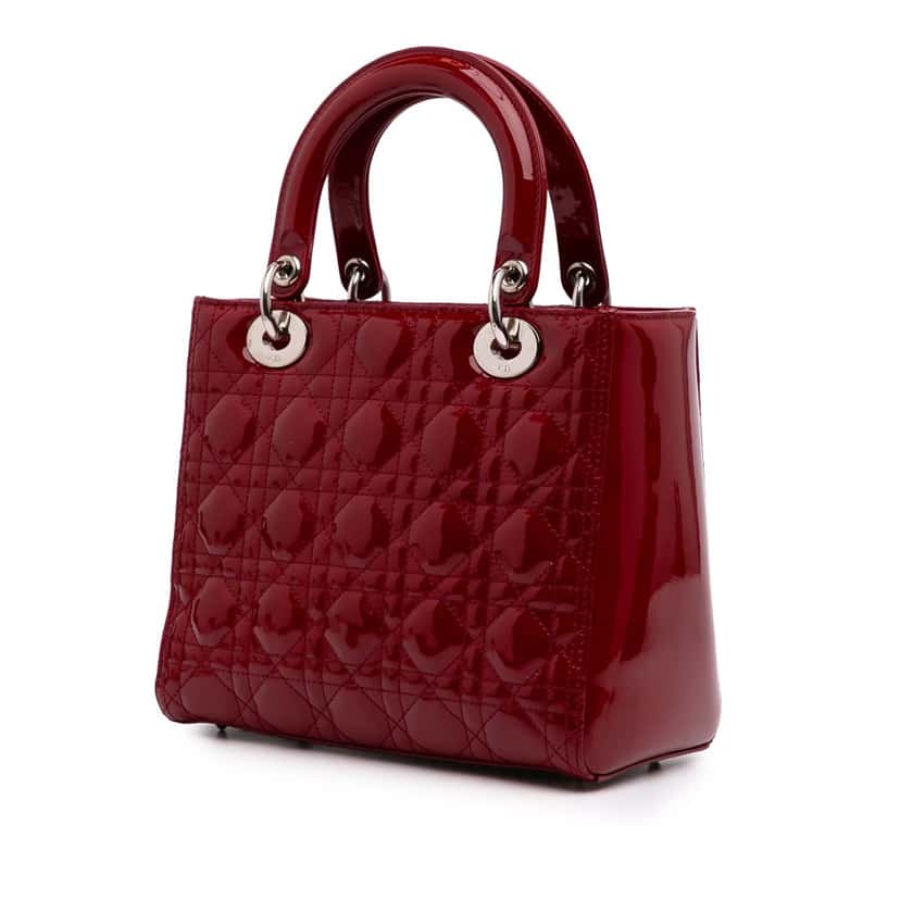 Dior Medium Patent Cannage Lady Dior Red Leather Good condition - Back View