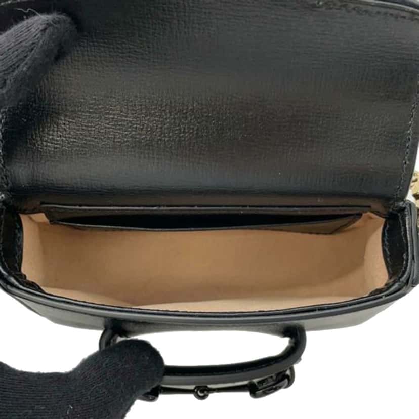 Gucci Mini Leather Horsebit 1955 Web Satchel Black Leather Good condition - Model View