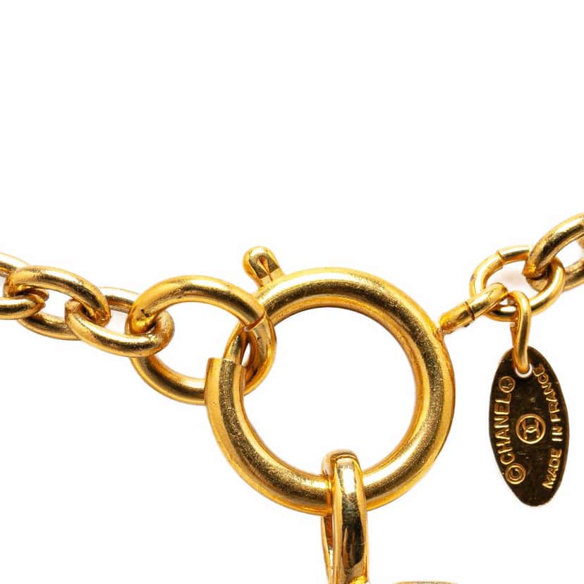 Chanel Gold Plated Quilted CC Pendant Necklace Gold Metal Good condition - Back View