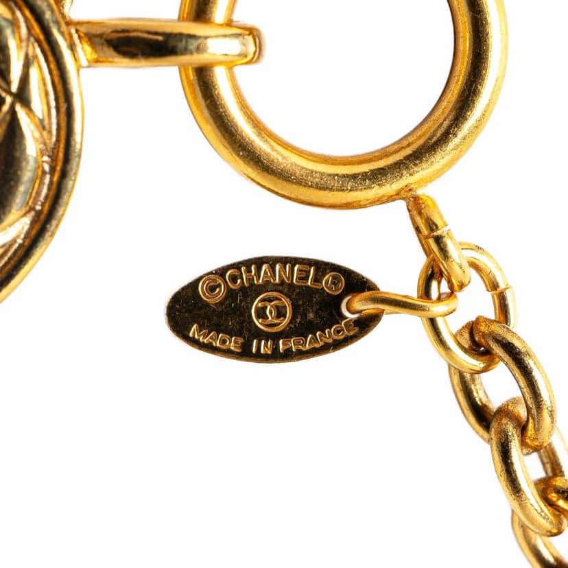 Chanel Gold Plated Quilted CC Pendant Necklace Gold Metal Good condition - Inside View
