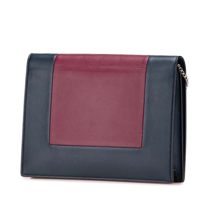 Celine Leather Frame Wallet on Chain Red Leather Good condition - Back View