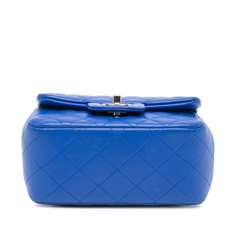 Chanel Mini Square Classic Lambskin Single Flap Blue Leather Good condition - Inside View