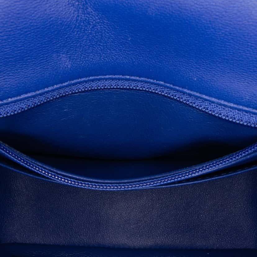 Chanel Mini Square Classic Lambskin Single Flap Blue Leather Good condition - Box View