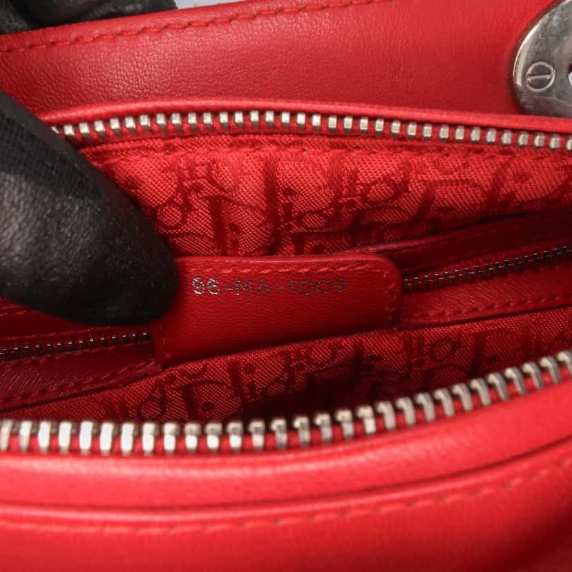 Dior Medium Lambskin Cannage Lady Dior Red Leather Good condition - Box View