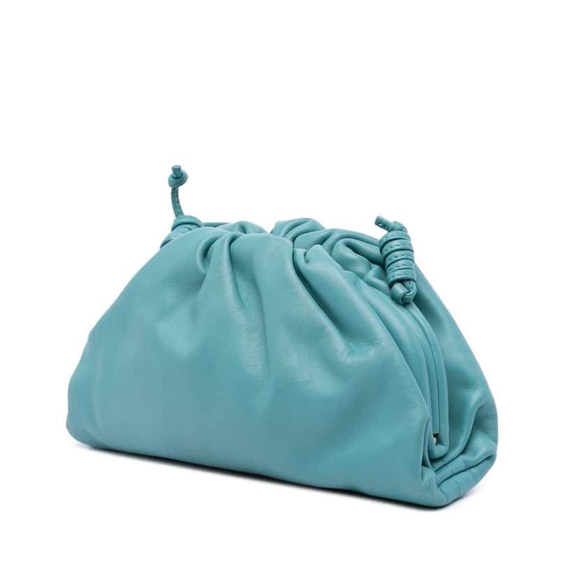 Bottega Veneta Lambskin The Mini Pouch Blue Leather Good condition - Back View