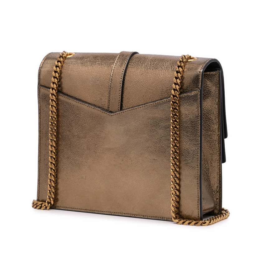 Saint Laurent Medium Metallic Leather Monogram Sulpice Crossbody Brown Leather Good condition - Back View