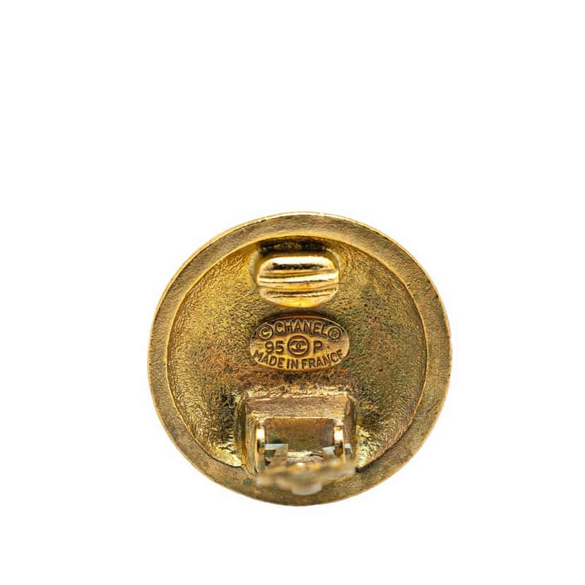 Chanel Gold Plated CC Round Clip on Earrings Gold Metal Fair condition - Inside View