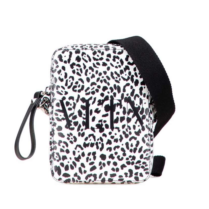 Valentino Small Leather Animalier Print VLTN Crossbody White Leather Good condition - Front View