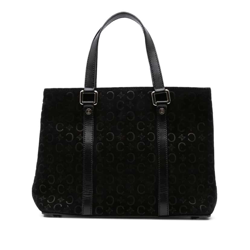 Celine C Macadam Suede Handbag Black Leather Good condition - Front View