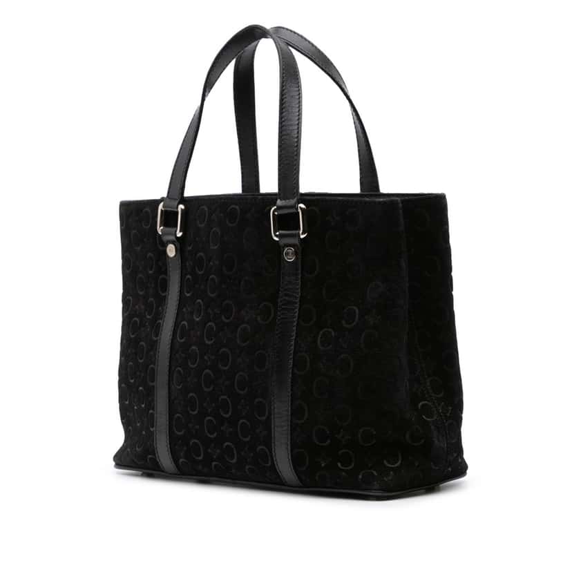 Celine C Macadam Suede Handbag Black Leather Good condition - Back View