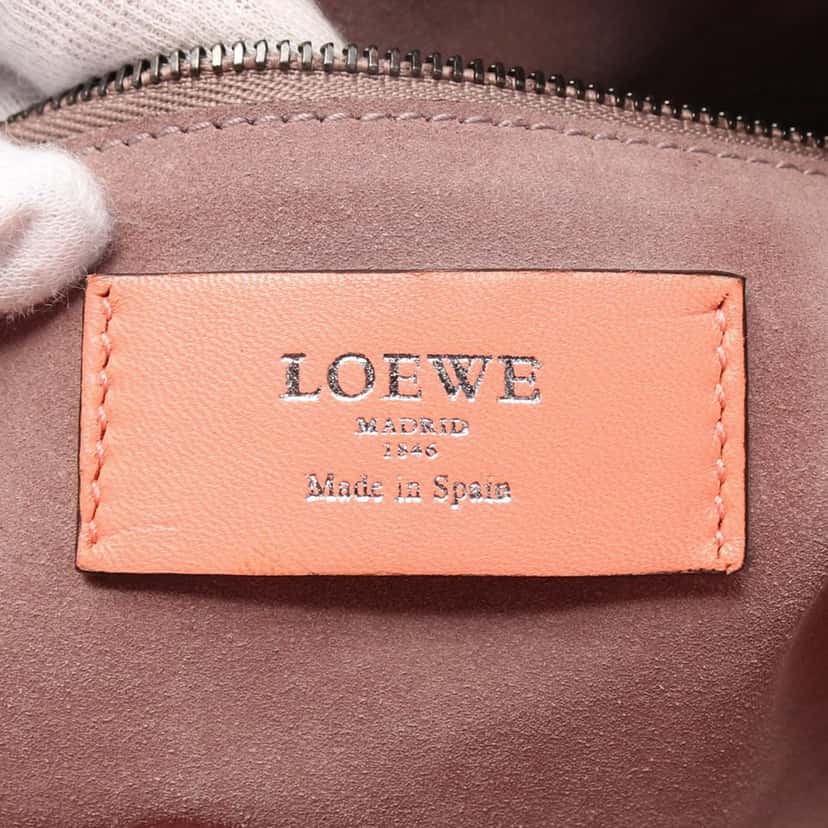 Loewe Embossed Leather Anagram Boston Bag Pink Leather Good condition - Inside View